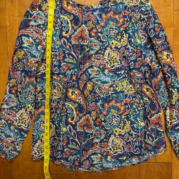 J. McLaughlin Womens Top Size S Modal Silk Floral Paisley Fairy Boho Peasant - Picture 6 of 11